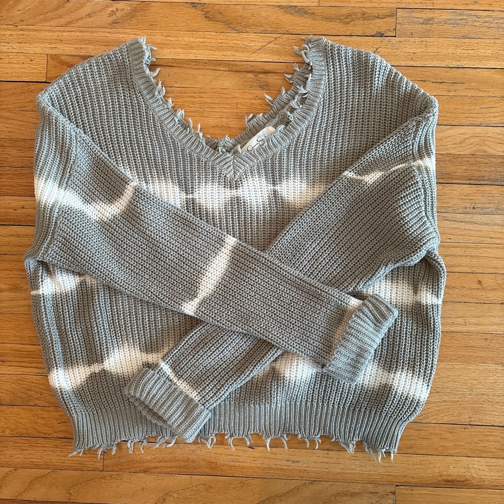 Distressed GREEN Knit Sweater